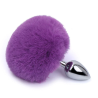 BUNNY TAIL BUTT PLUG - SMALL PURPLE 